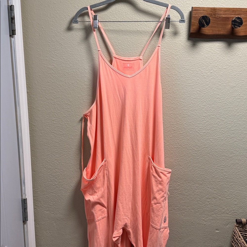 Peach Sleeveless Jumpsuit with Pockets